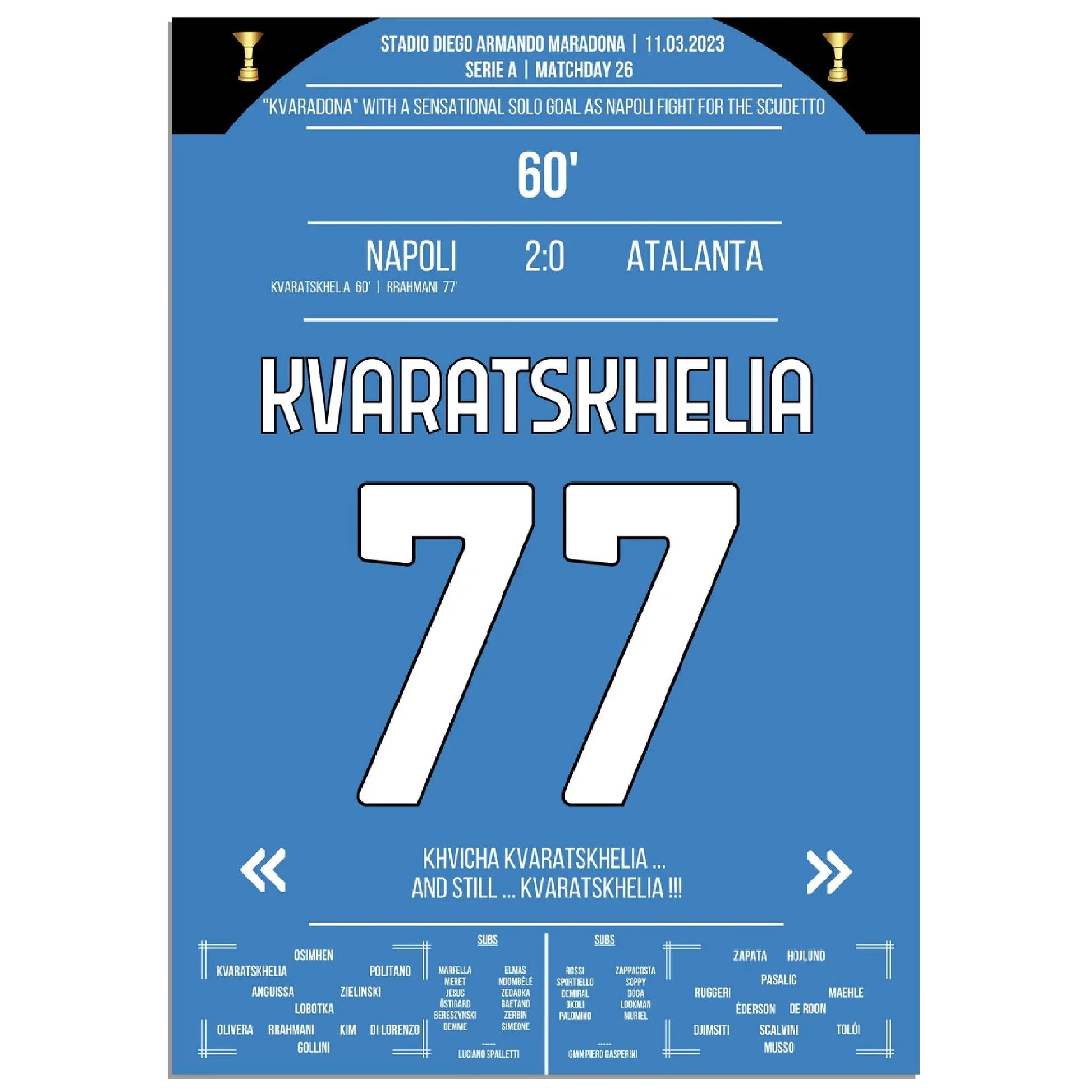 Kvaratskhelia mit phänomenalen Solo-Tor gegen Atalanta im Rennen um den Scudetto 2023 