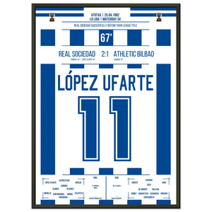 López Ufarte's Tor zur Titelverteidigung in 1982 50x70-cm-20x28-Schwarzer-Aluminiumrahmen