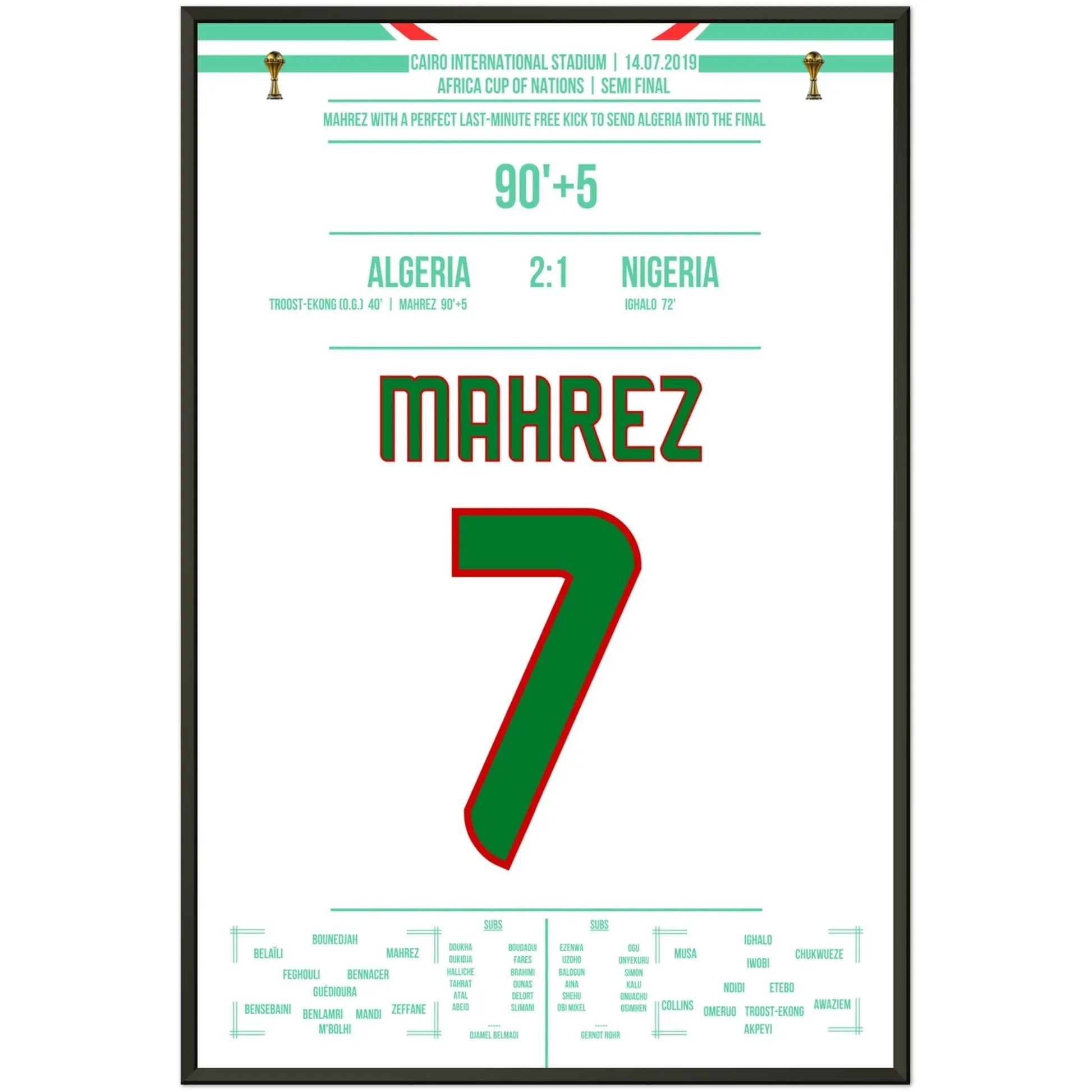 Mahrez Traum-Freistoß in der letzten Minute im Halbfinale des Afrika Cups 60x90-cm-24x36-Schwarzer-Aluminiumrahmen