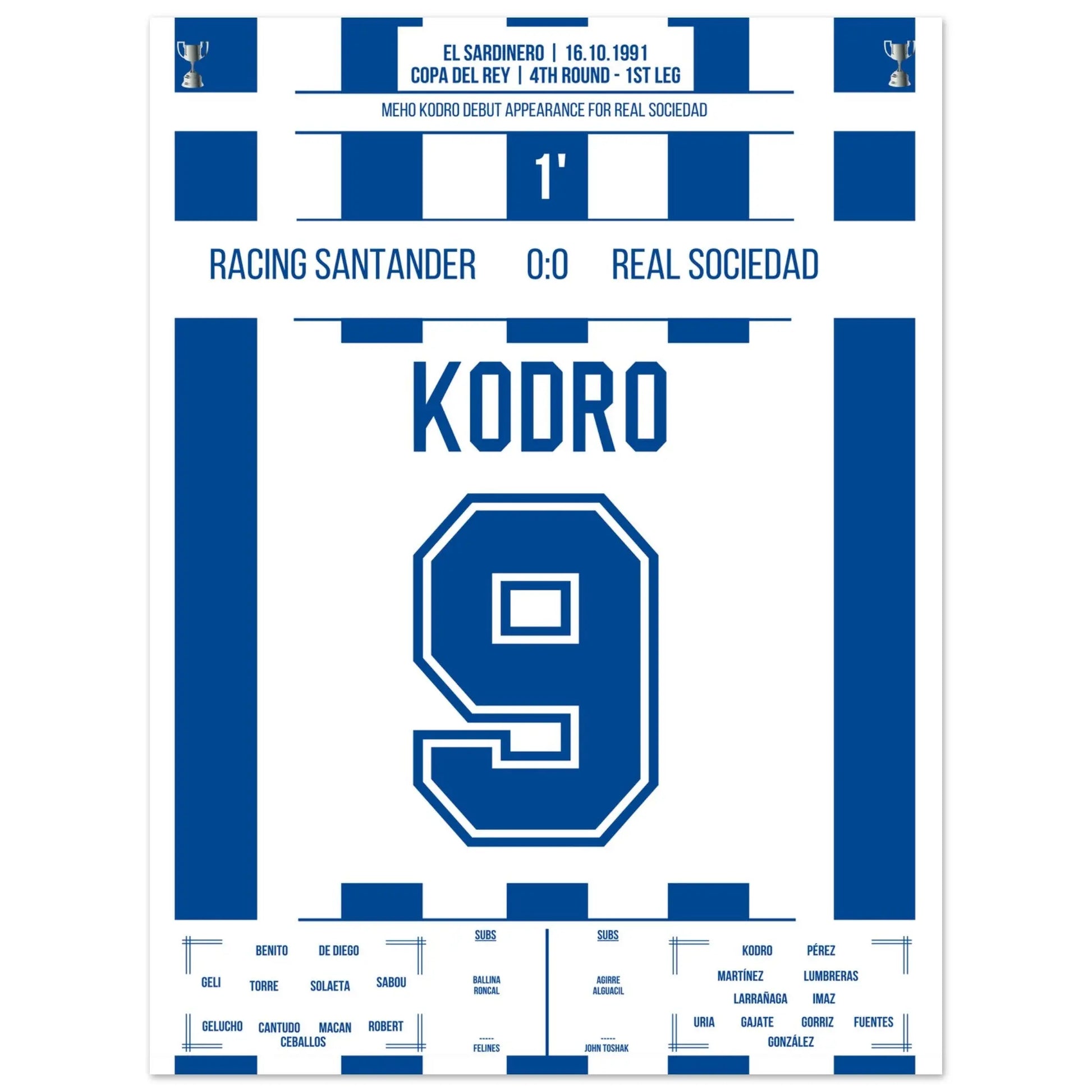 Meho Kodro Debüt für Real Sociedad 30x40-cm-12x16-Ohne-Rahmen