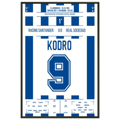 Meho Kodro Debüt für Real Sociedad 60x90-cm-24x36-Schwarzer-Aluminiumrahmen