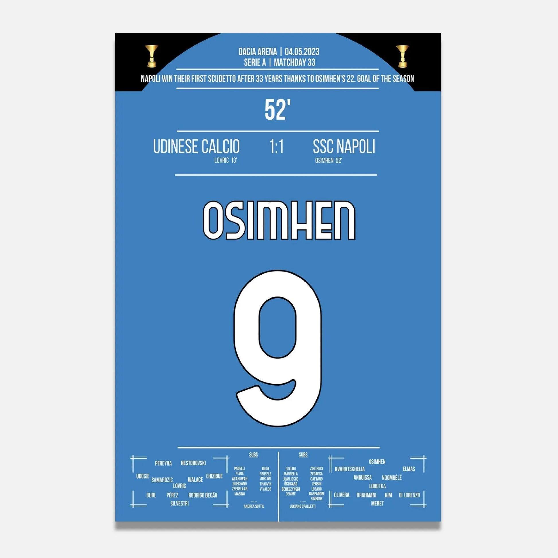 Neapel's 3. Scudetto nach 33 Jahren gegen Udinese 