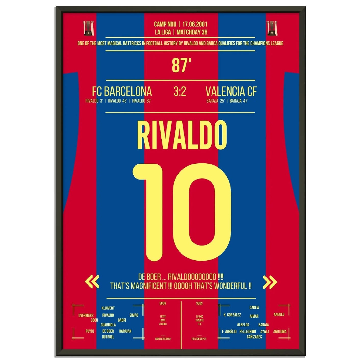 Rivaldo's magischer hattrick führt Barcelona in die Champions League 