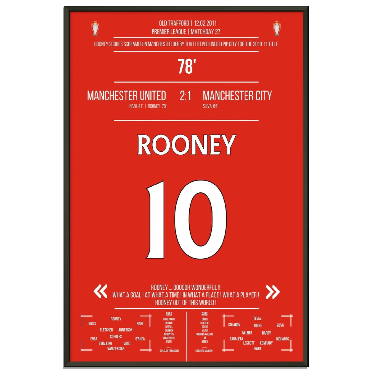 Rooney's bicycle kick in the Manchester Derby 2011