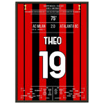 Theo Hernández' spektakuläres Solo-Tor gegen Atalanta auf dem Weg zum Scudetto 50x70-cm-20x28-Schwarzer-Aluminiumrahmen