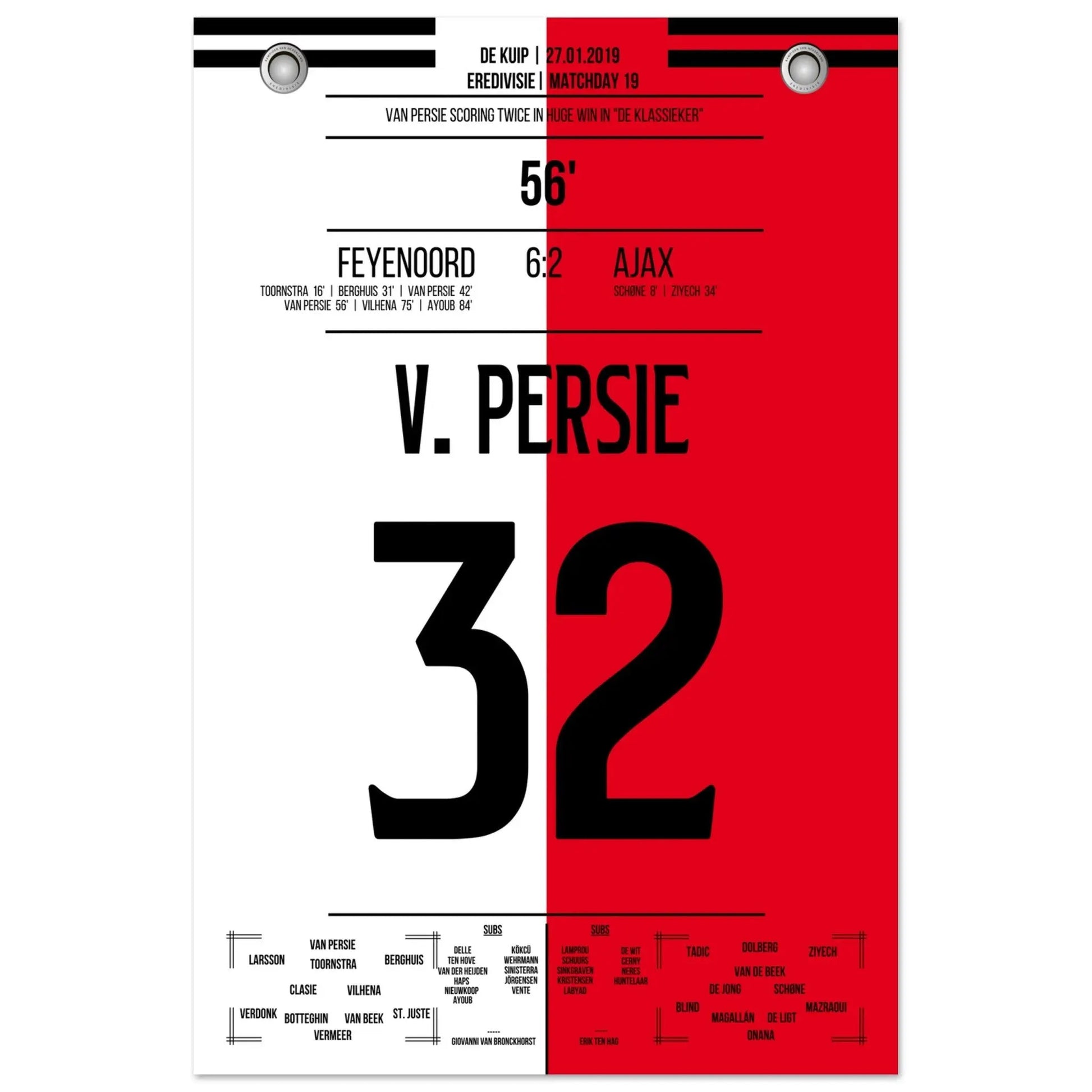 Van Persie mit Doppelpack im "De Klassieker" 2019 60x90-cm-24x36-Ohne-Rahmen