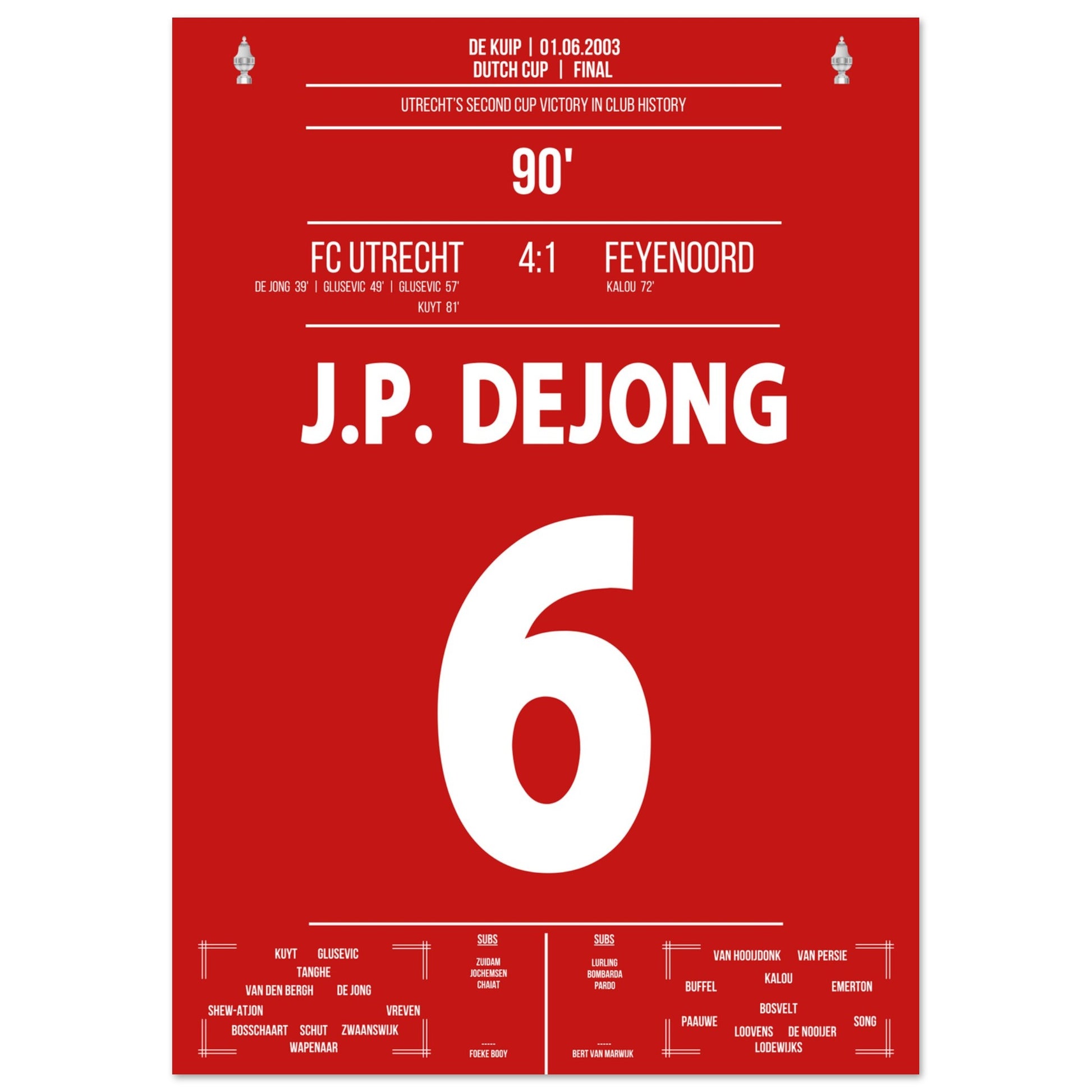 Utrecht gewinnt den zweiten Pokal der Vereinsgeschichte in 2003 A4-21x29.7-cm-8x12-Ohne-Rahmen
