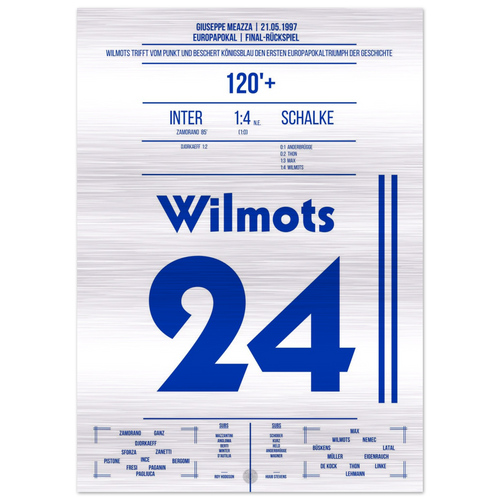 (Metal Print) Marc Wilmots' converted penalty in the 1997 final against Inter