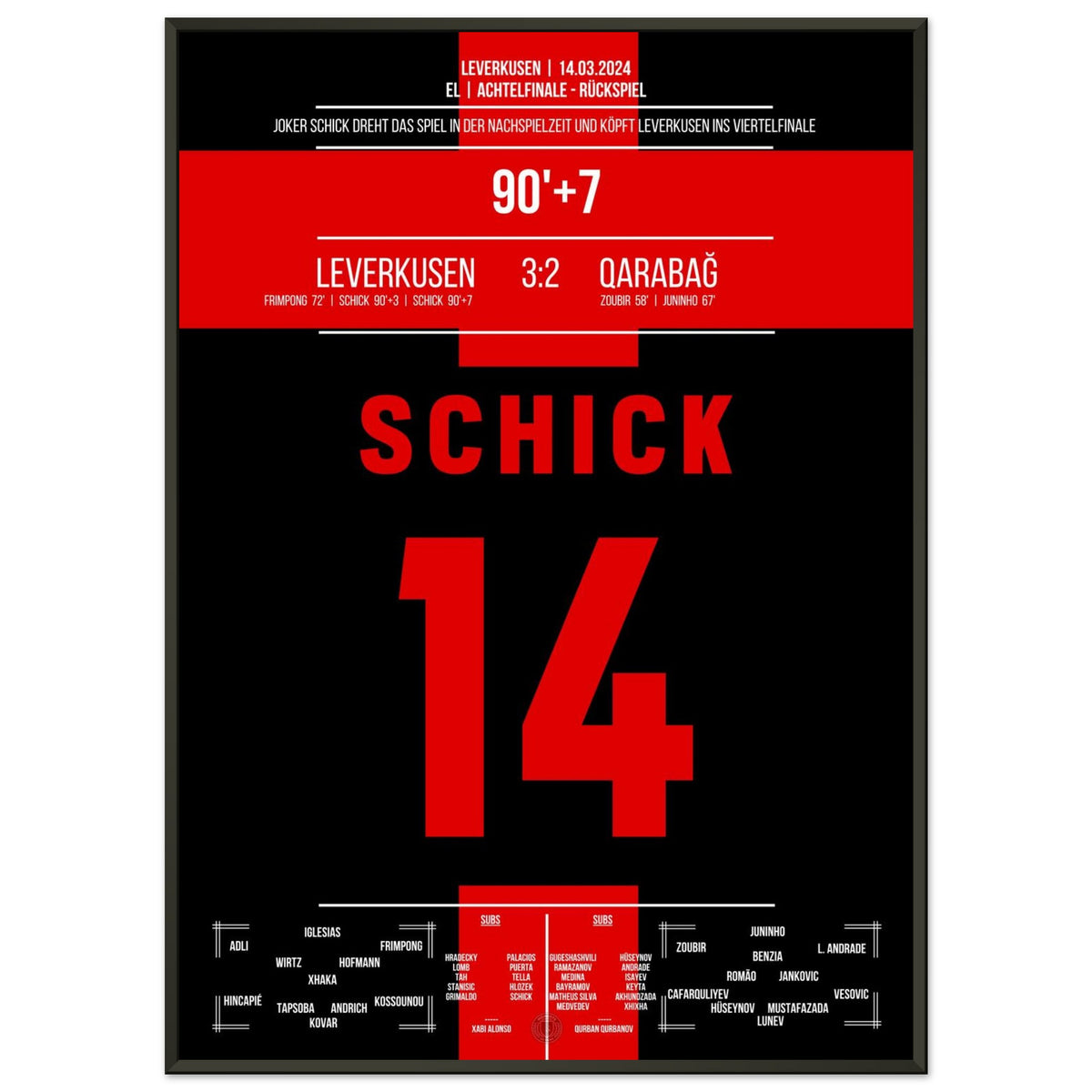 Super-sub Schick scores twice in stoppage time during Leverkusen’s legendary comeback win