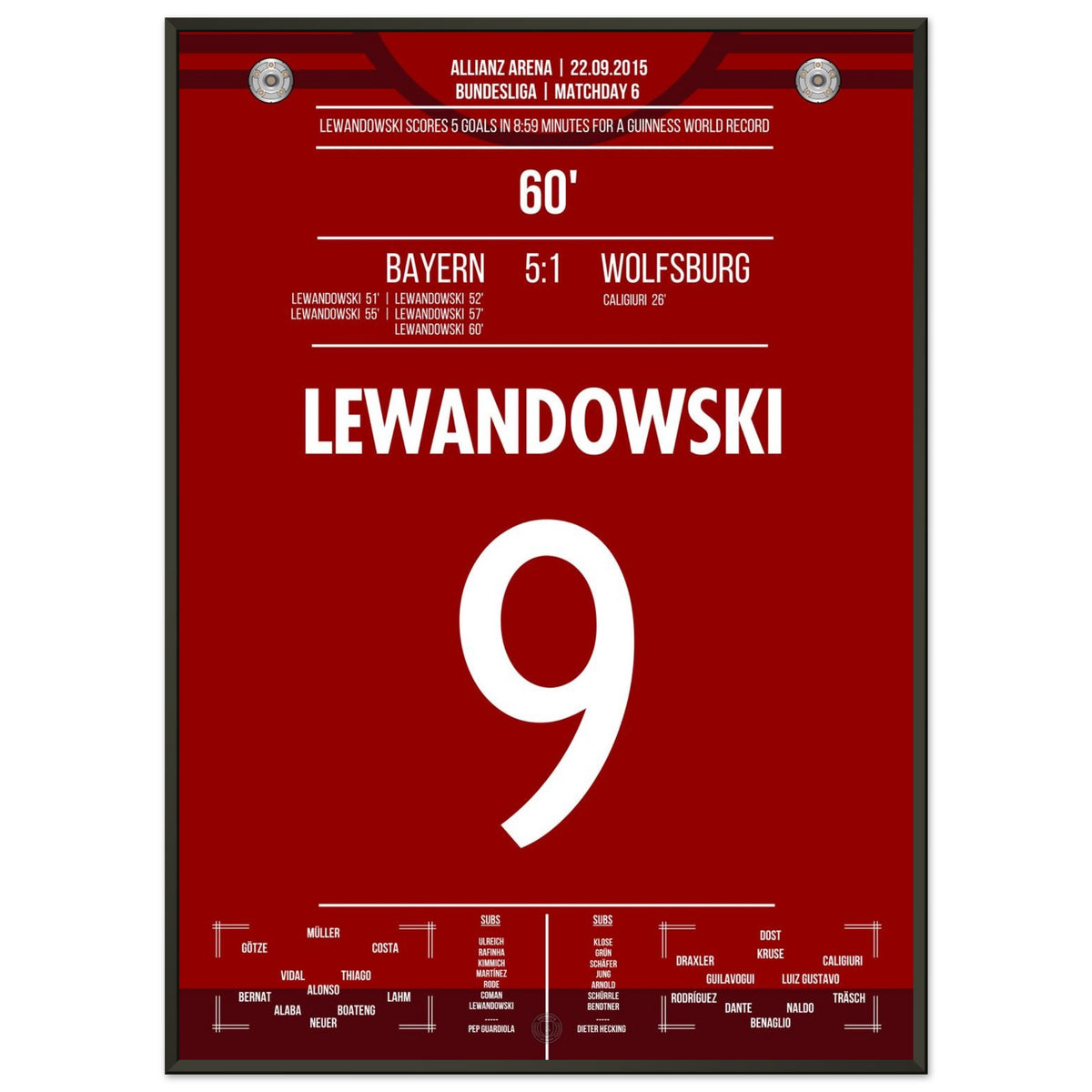 5 Tore Weltrekord von Lewandowski 2015 Bayern - Wolfsburg