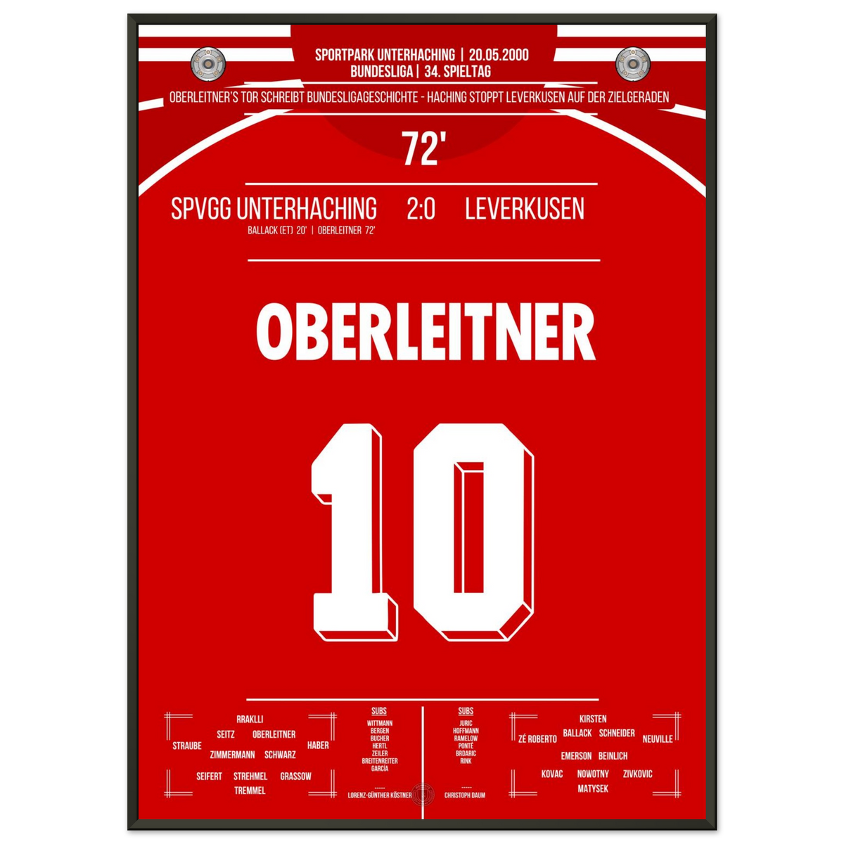 Jahr 2000 - Oberleitner schreibt Bundesliga-Geschichte