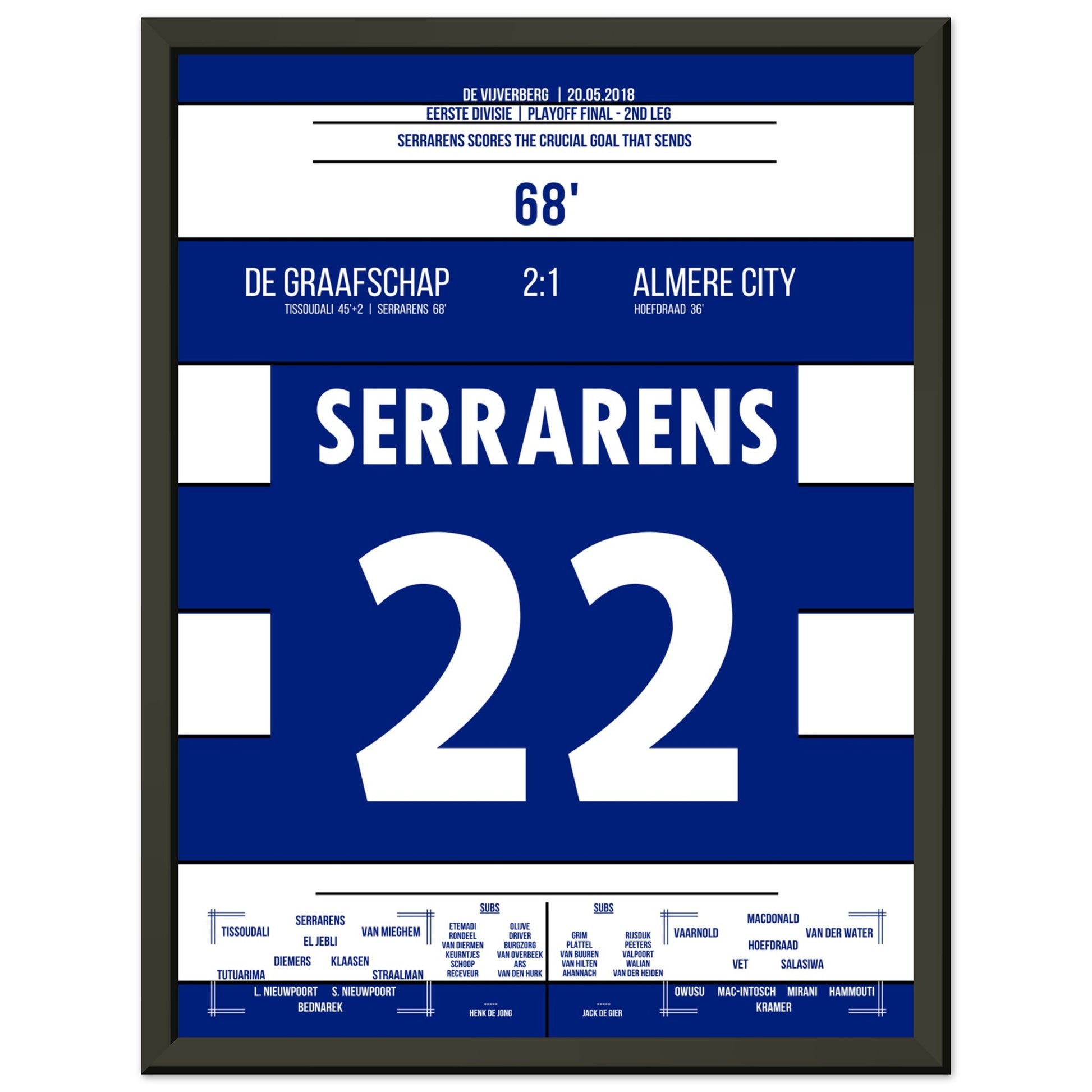 De Graafschap schafft den Aufstieg in die Eredivisie 2018 30x40-cm-12x16-Schwarzer-Aluminiumrahmen