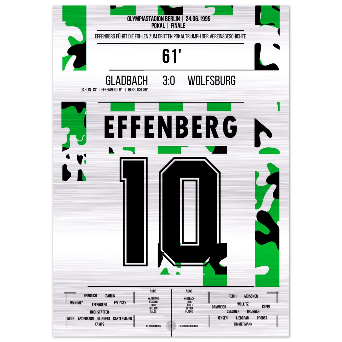 (Metal Print) Effenberg scores 2:0 in cup victory over Wolfsburg 1995