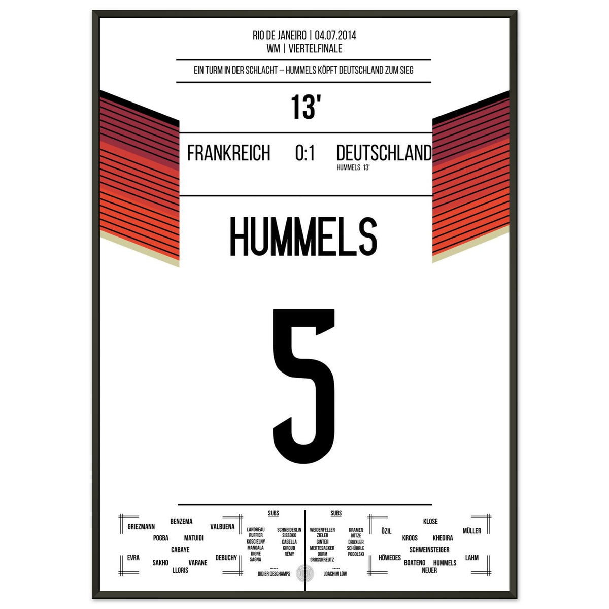 Hummels heads Germany into the fourth consecutive World Cup semi-final.