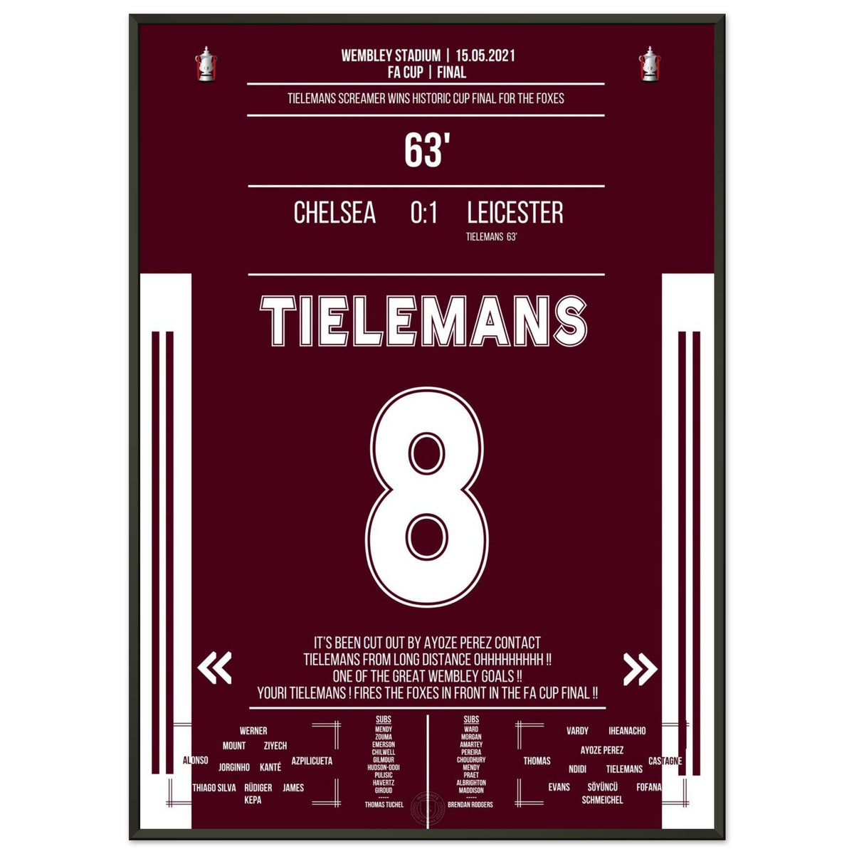 Tielemans scores a dream goal to lead Leicester to a historic cup victory.