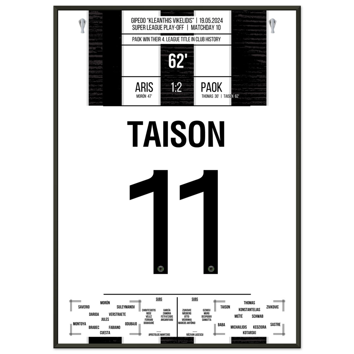 Taison scores PAOK's fourth championship in the club's history.