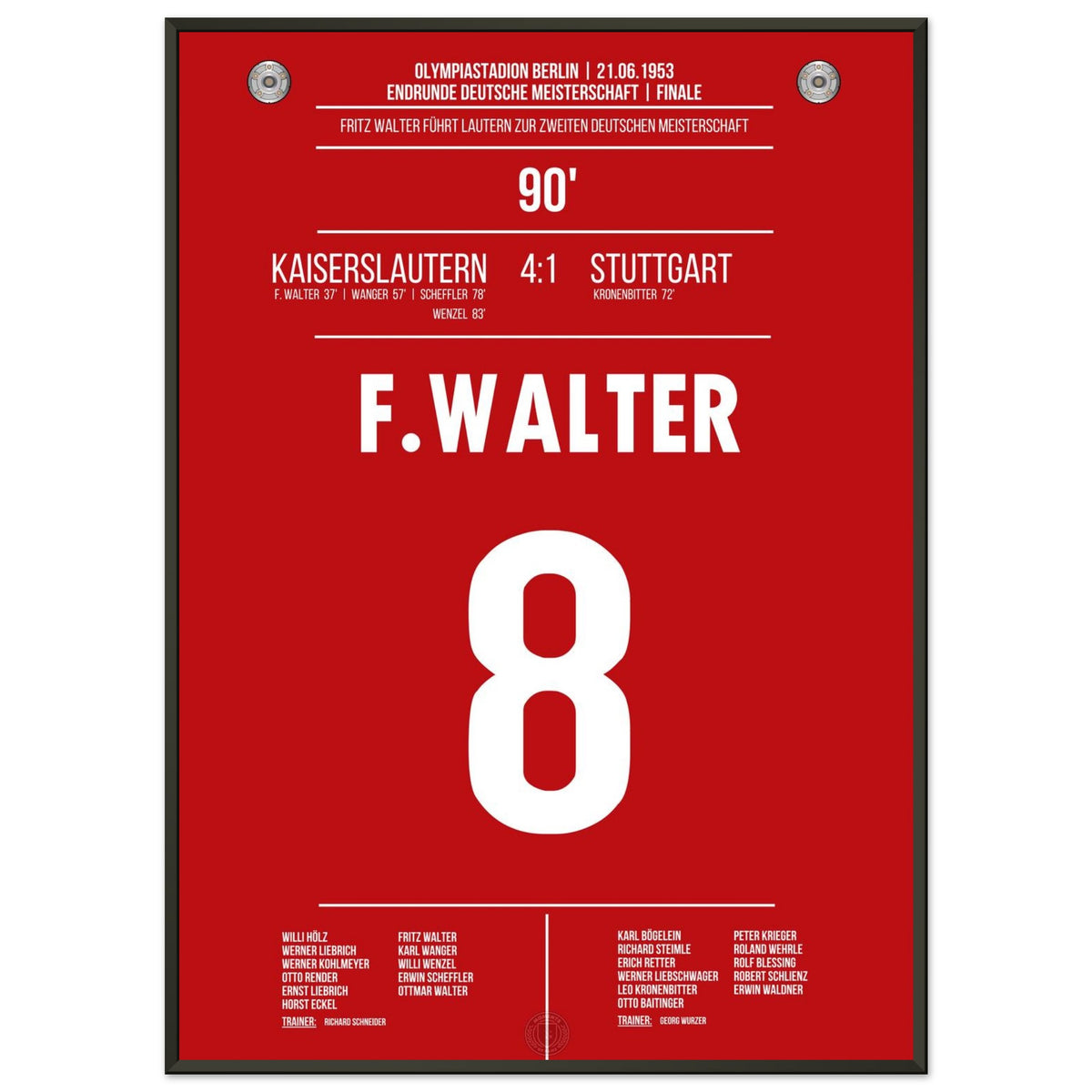 Fritz Walter führt Lautern zur zweiten deutschen Meisterschaft