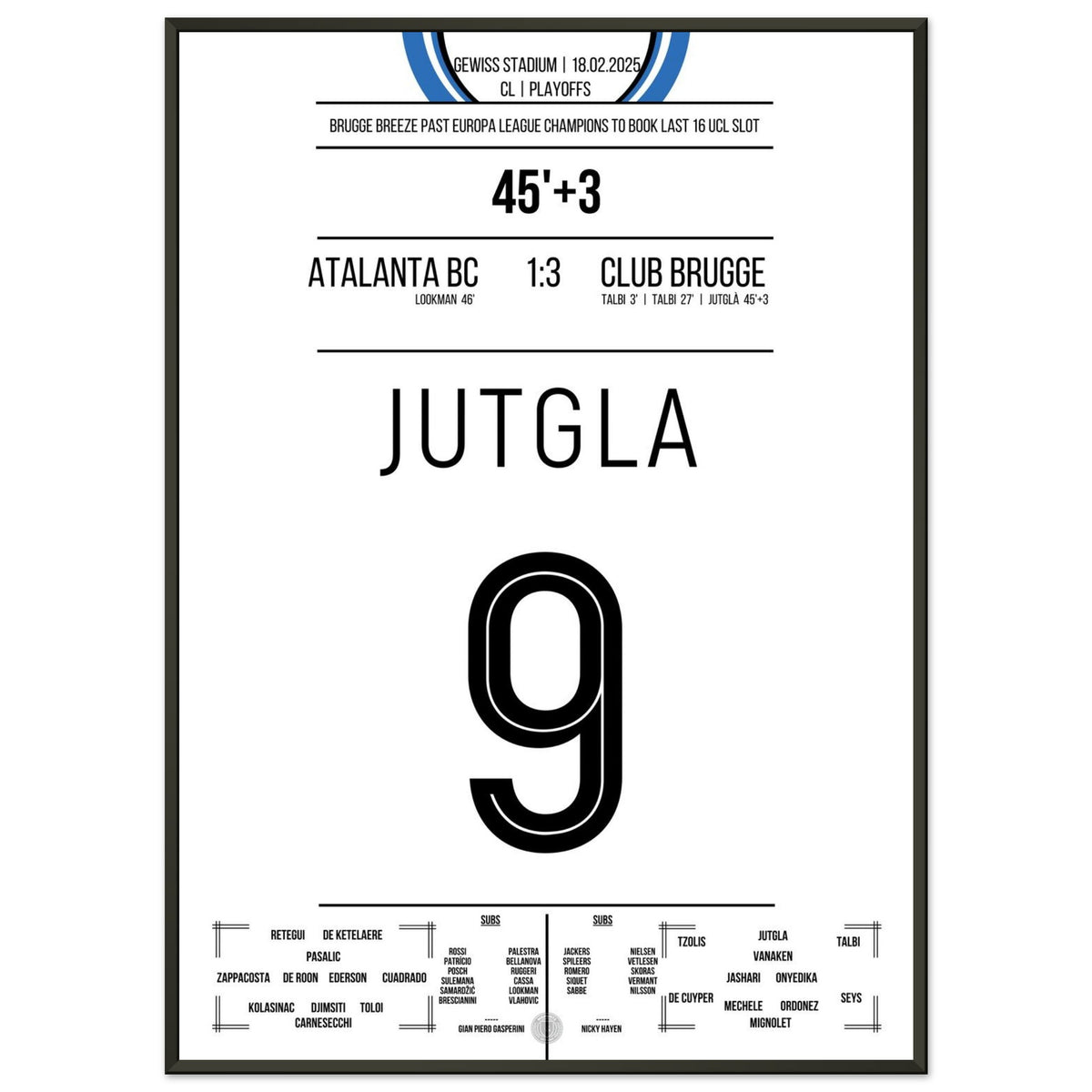 Bruges creates the sensation and knocks Atalanta out of the competition.