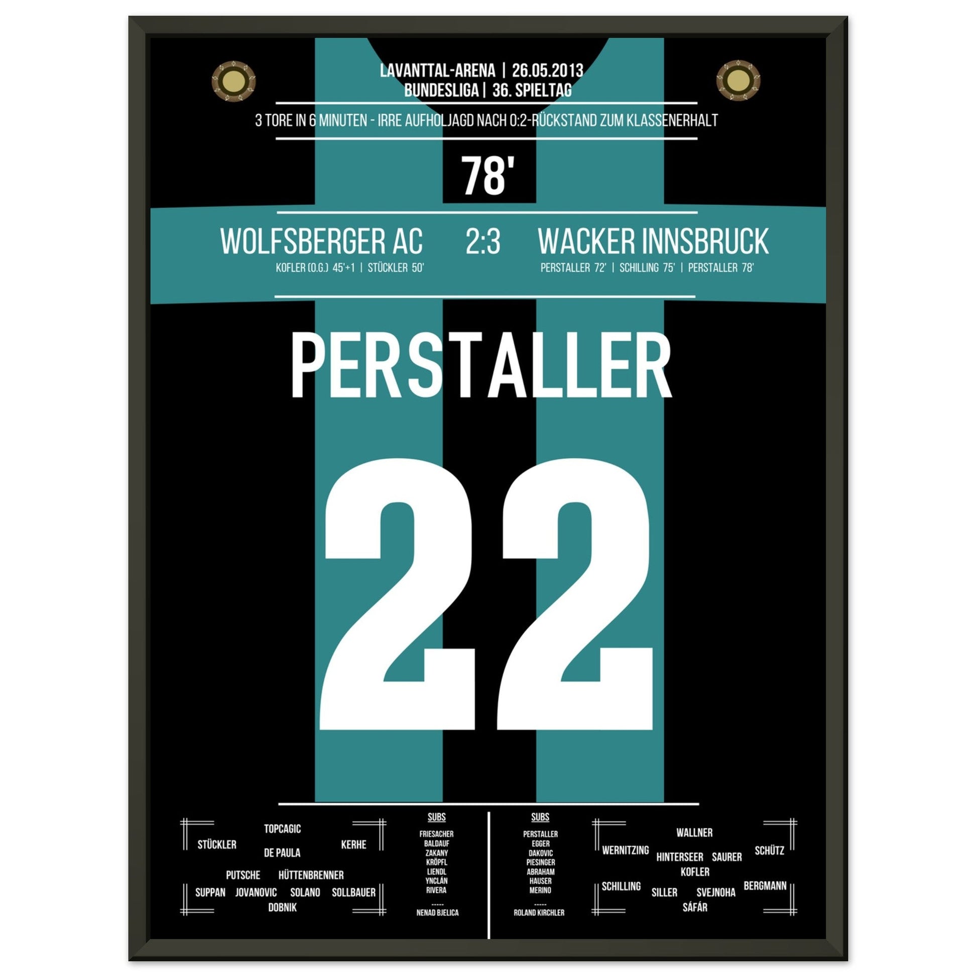 Innsbruck's wilde Aufholjagd zum Klassenerhalt 2013 45x60-cm-18x24-Schwarzer-Aluminiumrahmen