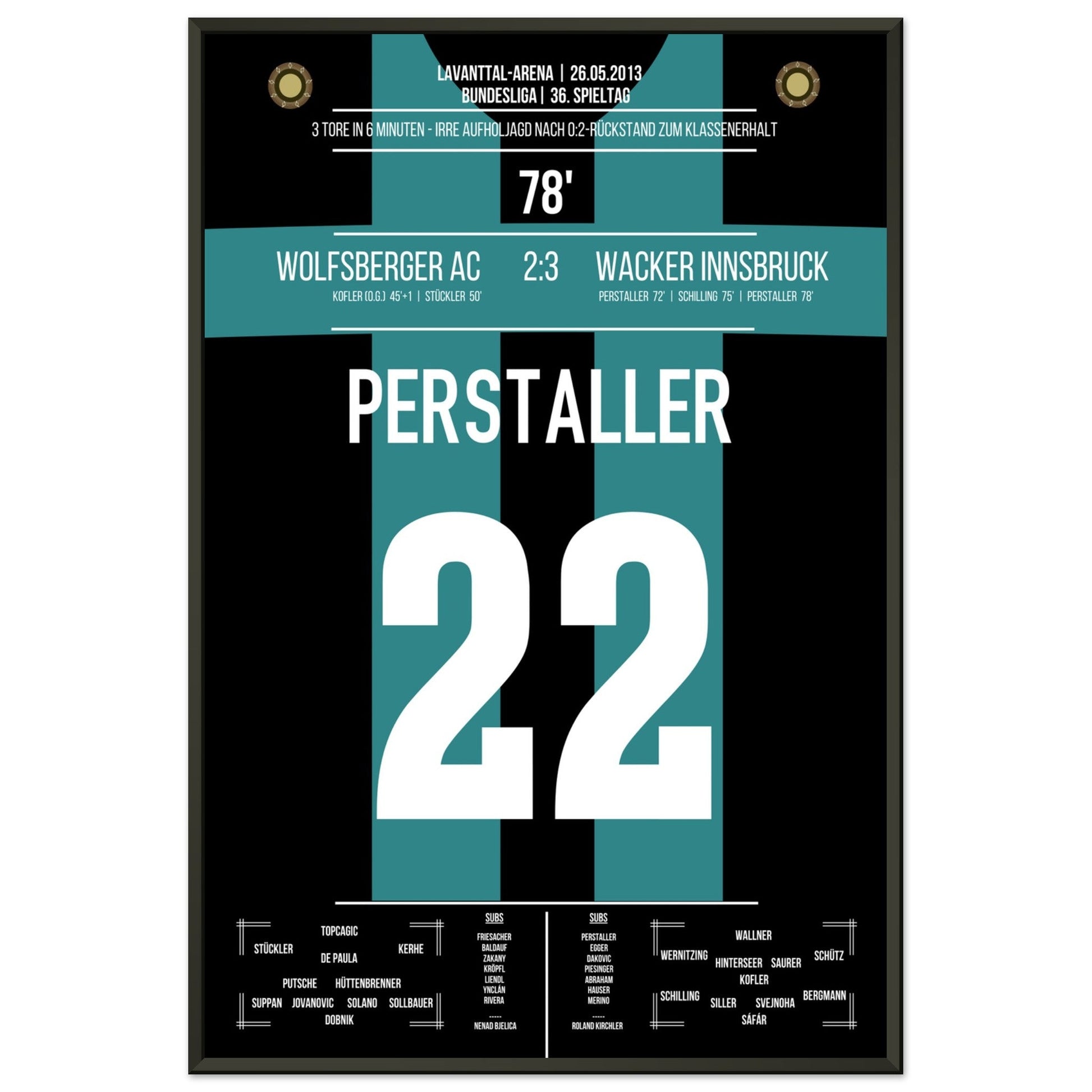 Innsbruck's wilde Aufholjagd zum Klassenerhalt 2013 60x90-cm-24x36-Schwarzer-Aluminiumrahmen