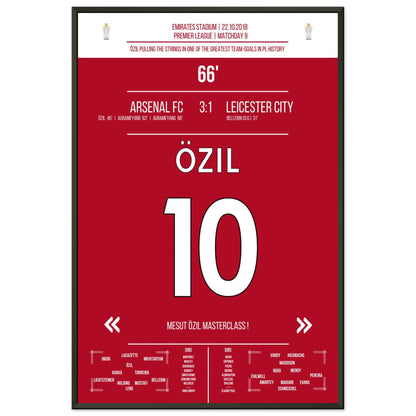 Mesut Özil Masterclass gegen Leicester in 2018 60x90-cm-24x36-Schwarzer-Aluminiumrahmen